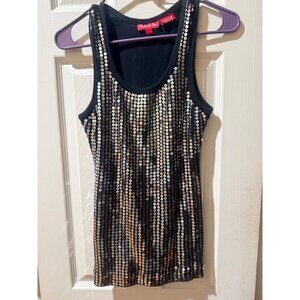 Panhandle Slim Black Sequin Tank Top L 100% Cotton Womens Sleeveless Designed TX
